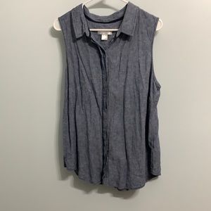 Sleeveless Button Up